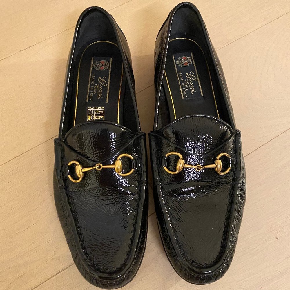 Gucci Loafers Patent Leather Black